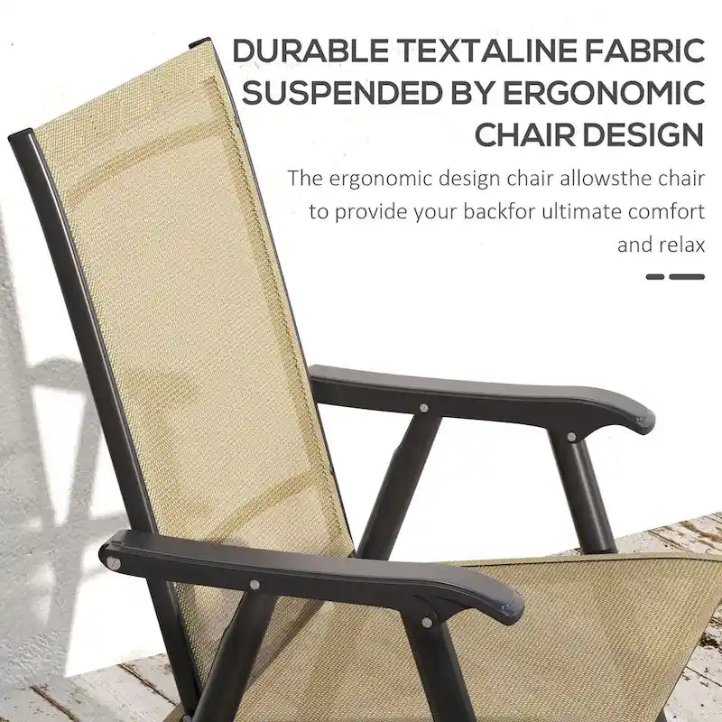 Ensemble de 4 chaises de jardin pliantes d'extérieur - Chaises de patio portables avec accoudoirs et tissu en maille pour le camping, la plage et le jardin