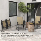 Ensemble de 4 chaises de jardin pliantes d'extérieur - Chaises de patio portables avec accoudoirs et tissu en maille pour le camping, la plage et le jardin