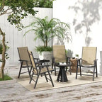 Ensemble de 4 chaises de jardin pliantes d'extérieur - Chaises de patio portables avec accoudoirs et tissu en maille pour le camping, la plage et le jardin