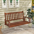 Balançoire de terrasse en bois robuste Costway pour 2 personnes - Voir les détails