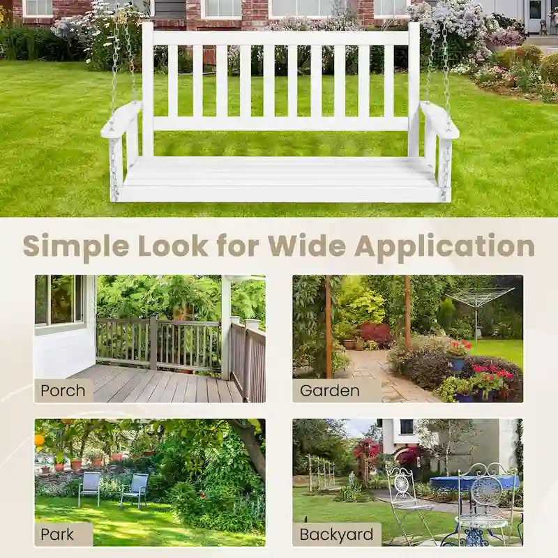 Balançoire de terrasse en bois robuste Costway pour 2 personnes - Voir les détails