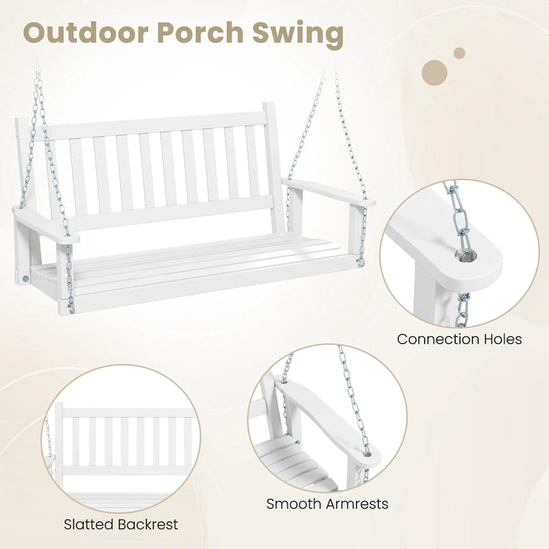 Balançoire de terrasse en bois robuste Costway pour 2 personnes - Voir les détails