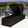 Chaise longue de jardin en rotin Gymax avec auvent réglable noir