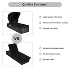 Chaise longue de jardin en rotin Gymax avec auvent réglable noir