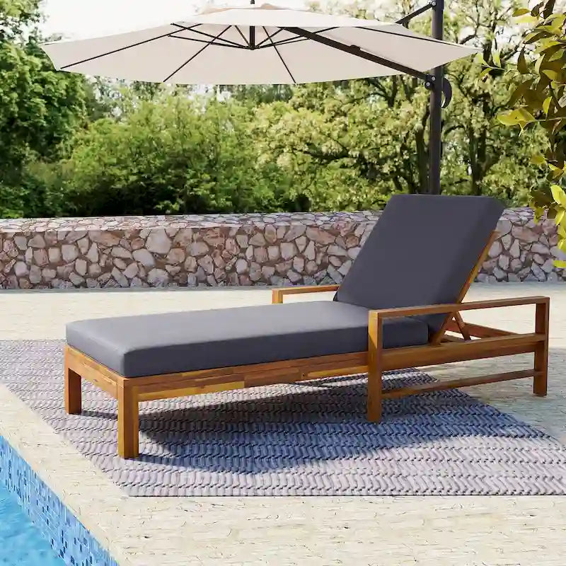 Fauteuil de jardin en bois d'acacia avec dossier réglable (72,44 po) - Non applicable
