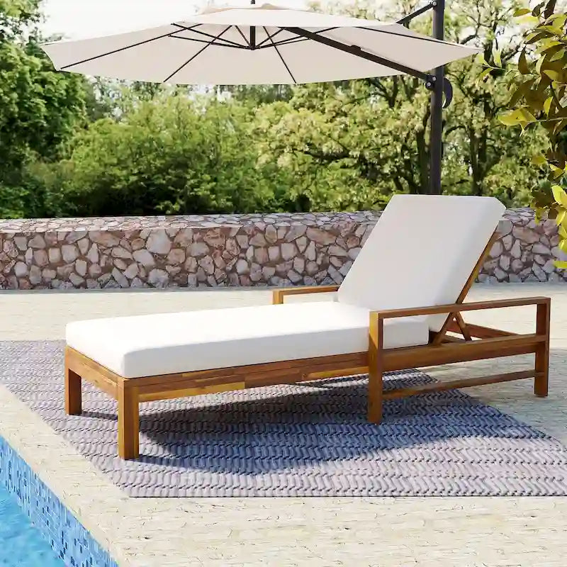 Fauteuil de jardin en bois d'acacia avec dossier réglable (72,44 po) - Non applicable
