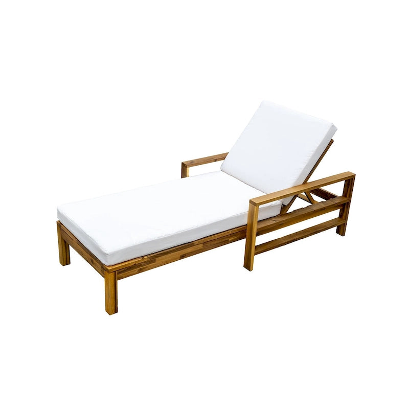 Fauteuil de jardin en bois d'acacia avec dossier réglable (72,44 po) - Non applicable