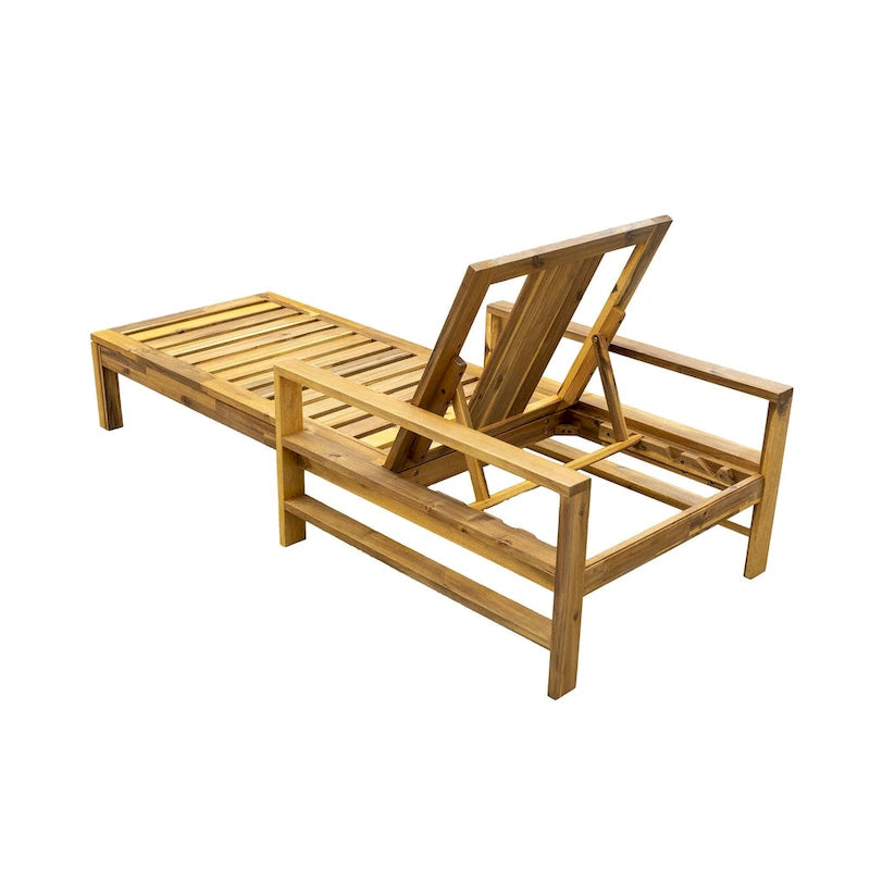 Fauteuil de jardin en bois d'acacia avec dossier réglable (72,44 po) - Non applicable