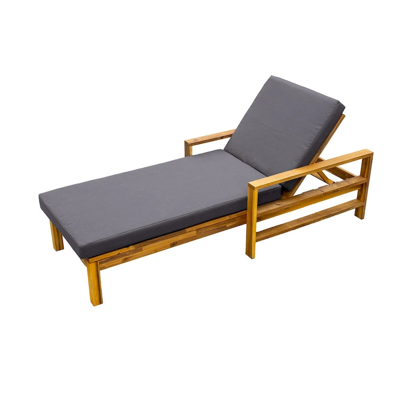 Fauteuil de jardin en bois d'acacia avec dossier réglable (72,44 po) - Non applicable