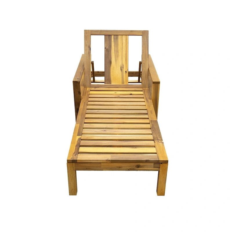 Fauteuil de jardin en bois d'acacia avec dossier réglable (72,44 po) - Non applicable