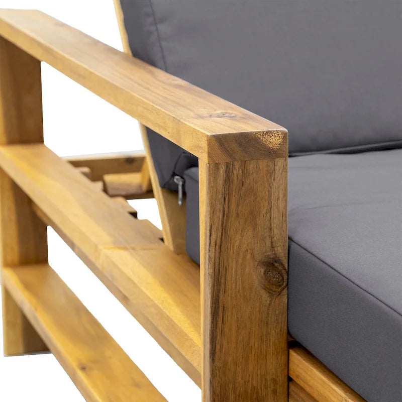 Fauteuil de jardin en bois d'acacia avec dossier réglable (72,44 po) - Non applicable