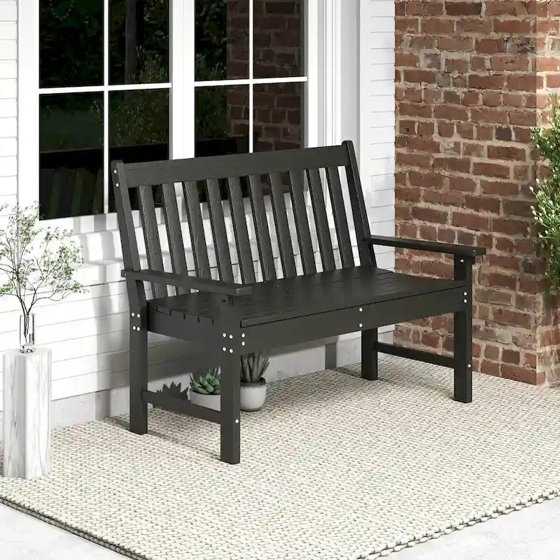 Banc de jardin Gymax en PEHD résistant aux intempéries, 2 places, pour l'extérieur