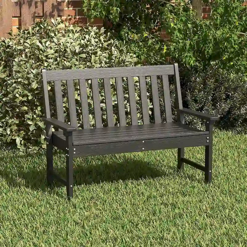 Banc de jardin Gymax en PEHD résistant aux intempéries, 2 places, pour l'extérieur