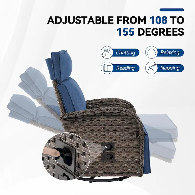 Coussin bleu pour fauteuil inclinable d'extérieur polyvalent Pocassy (lot de 2)