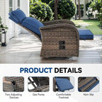 Coussin bleu pour fauteuil inclinable d'extérieur polyvalent Pocassy (lot de 2)