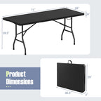 Table pliante portable Gymax de 1,83 m avec plateau en PEHD et mécanisme de verrouillage sécurisé