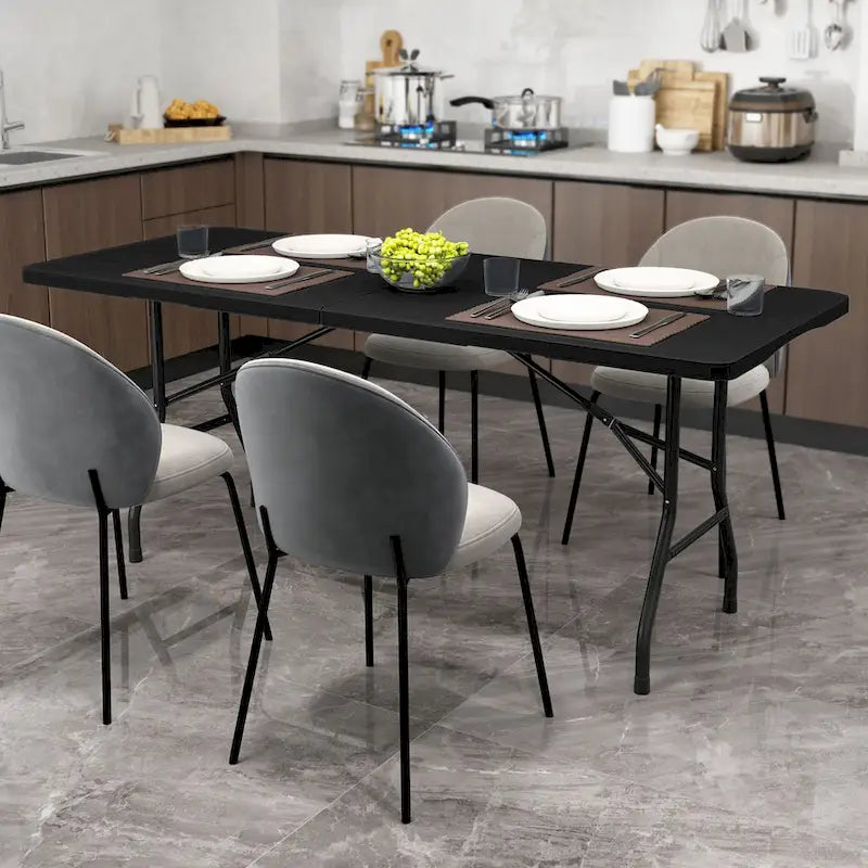 Table pliante portable Gymax de 1,83 m avec plateau en PEHD et mécanisme de verrouillage sécurisé