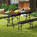 Table pliante portable Gymax de 1,83 m avec plateau en PEHD et mécanisme de verrouillage sécurisé