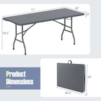 Table pliante portable Gymax de 1,83 m avec plateau en PEHD et mécanisme de verrouillage sécurisé
