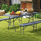 Table pliante portable Gymax de 1,83 m avec plateau en PEHD et mécanisme de verrouillage sécurisé
