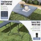 Table pliante portable Gymax de 1,83 m avec plateau en PEHD et mécanisme de verrouillage sécurisé