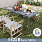Table pliante portable Gymax de 1,83 m avec plateau en PEHD et mécanisme de verrouillage sécurisé