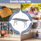 Table pliante portable Gymax de 1,83 m avec plateau en PEHD et mécanisme de verrouillage sécurisé