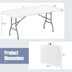Table pliante portable Gymax de 1,83 m avec plateau en PEHD et mécanisme de verrouillage sécurisé