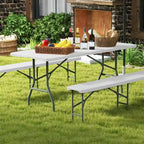 Table pliante portable Gymax de 1,83 m avec plateau en PEHD et mécanisme de verrouillage sécurisé