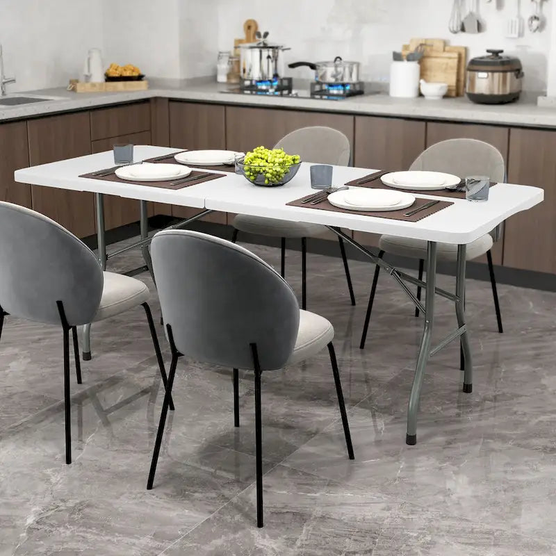 Table pliante portable Gymax de 1,83 m avec plateau en PEHD et mécanisme de verrouillage sécurisé
