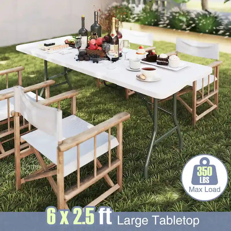 Table pliante portable Gymax de 1,83 m avec plateau en PEHD et mécanisme de verrouillage sécurisé