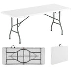 Table pliante portable Gymax de 1,83 m avec plateau en PEHD et mécanisme de verrouillage sécurisé