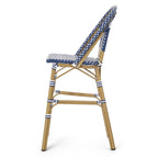 Ensemble de 2 tabourets de bar d'extérieur Meso, en osier tressé blanc et bleu, marron