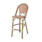 Ensemble de 2 tabourets de bar d'extérieur de 117 cm (46 pouces), en osier tressé rouge, blanc et marron