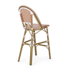 Ensemble de 2 tabourets de bar d'extérieur de 117 cm (46 pouces), en osier tressé rouge, blanc et marron