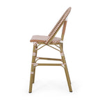Ensemble de 2 tabourets de bar d'extérieur de 117 cm (46 pouces), en osier tressé rouge, blanc et marron
