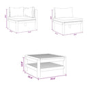Ensemble canapé d'extérieur modulaire en L 6 pièces Lave, ivoire, table basse en bois marron