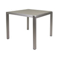 Kimi Outdoor Dining Table, Dark Gray Glass Top, Metal Frame, Square 35 Inch