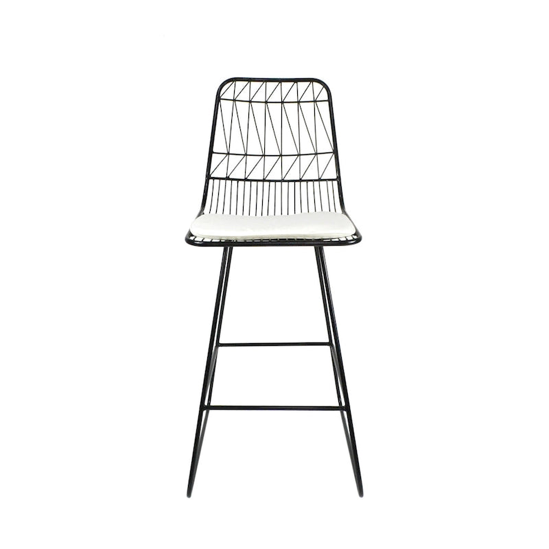 Ensemble de 2 tabourets de bar d'extérieur, structure en fer noir