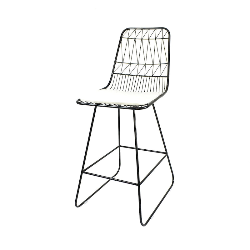 Ensemble de 2 tabourets de bar d'extérieur, structure en fer noir