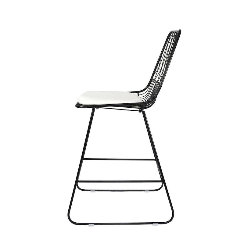 Ensemble de 2 tabourets de bar d'extérieur, structure en fer noir