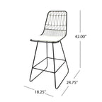 Ensemble de 2 tabourets de bar d'extérieur, structure en fer noir