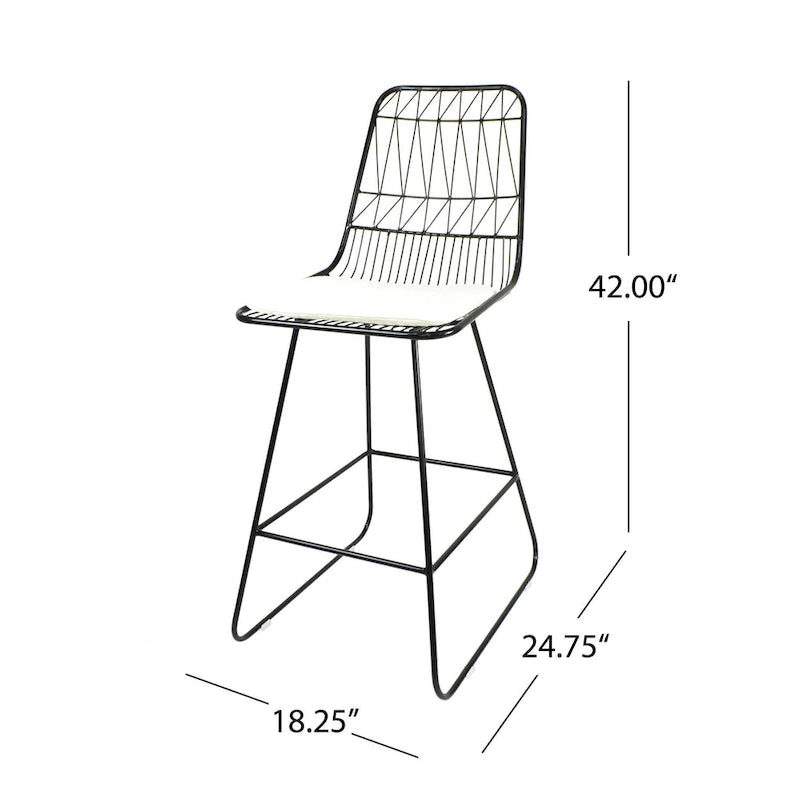 Ensemble de 2 tabourets de bar d'extérieur, structure en fer noir