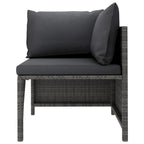 Ensemble de canapé d'extérieur modulaire 3 pièces Ley, polyester gris foncé, rotin synthétique