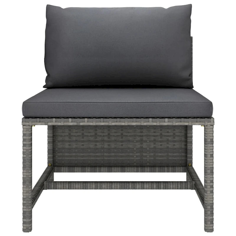 Ensemble de canapé d'extérieur modulaire 3 pièces Ley, polyester gris foncé, rotin synthétique