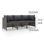 Ensemble de canapé d'extérieur modulaire 3 pièces Ley, polyester gris foncé, rotin synthétique