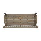 Banc d'extérieur Ikra, étagère intégrée, 130 cm, bois d'acacia gris sculpté