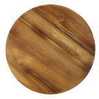 Table d'appoint d'extérieur, plateau rond de 38 cm en bois brun, structure en fer noir