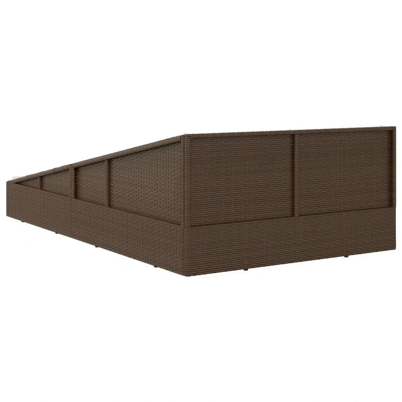 Lit de jardin extérieur, coussins en polyester blanc, rotin synthétique marron