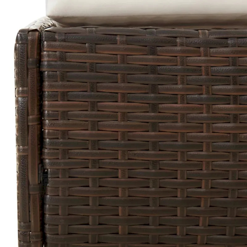 Lit de jardin extérieur, coussins en polyester blanc, rotin synthétique marron